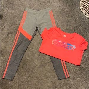 Adidas girls outfit pants M and shirt large